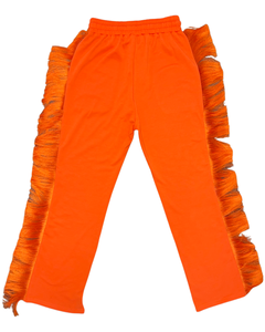 Orange Burst Fringe Pants